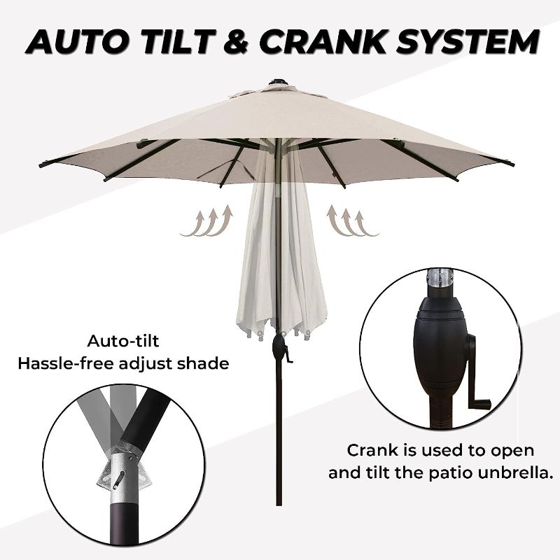 Photo 1 of Abba Patio Patio Umbrella Market Outdoor Table Umbrella with Auto Tilt and Crank for Garden, Lawn, Deck, Backyard & Pool, -BEIGE