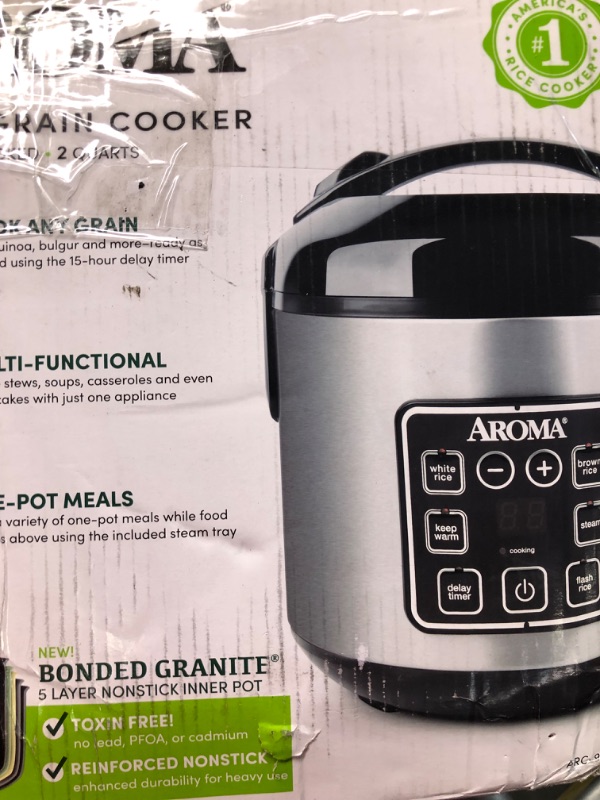 Photo 2 of Aroma Housewares ARC-914SBD Digital Cool-Touch Rice Grain Cooker and Food Steamer, Stainless, Silver, 4-Cup (Uncooked) / 8-Cup (Cooked) Basic