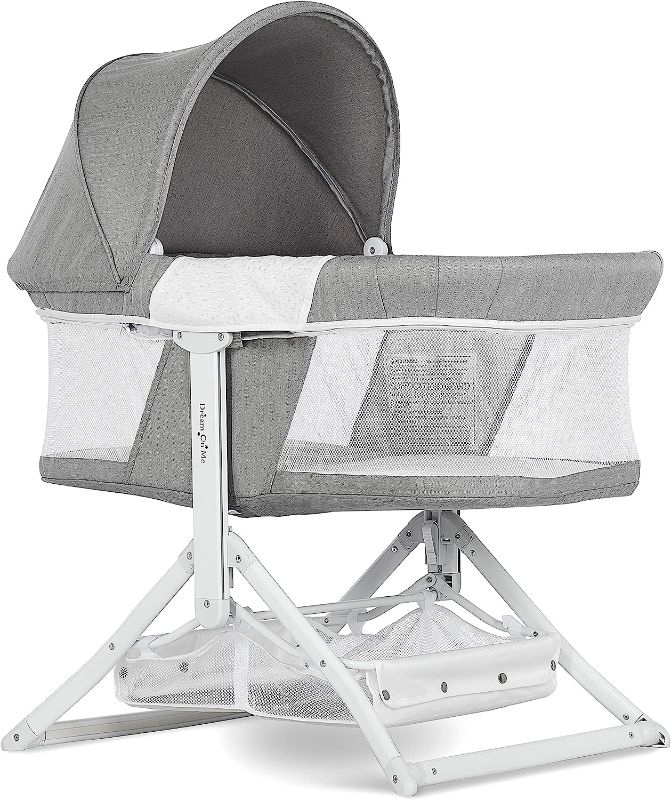 Photo 1 of Dream On Me 2-in-1 Convertible Insta Fold Bassinet and Cradle in Light Gray, Lightweight, Portable and Easy to Fold Baby Bassinet, Adjustable Canopy, Breathable Mesh Sides, JPMA Certified