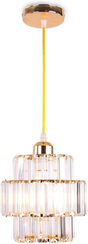 Photo 1 of ainjiazh Mini Chandelier Crystal Chandeliers Lighting Flush Mount Ceiling Light Double-Layers Crystal Modern Chandelier Lighting Fixture for Bedroom Hallway Bar Kitchen Bathroom(Gold