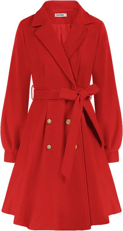 Photo 1 of GRACE KARIN Women's Trench Coat Notch Lapel Double Breasted Thick A Line Pea Coats Jacket with Pockets