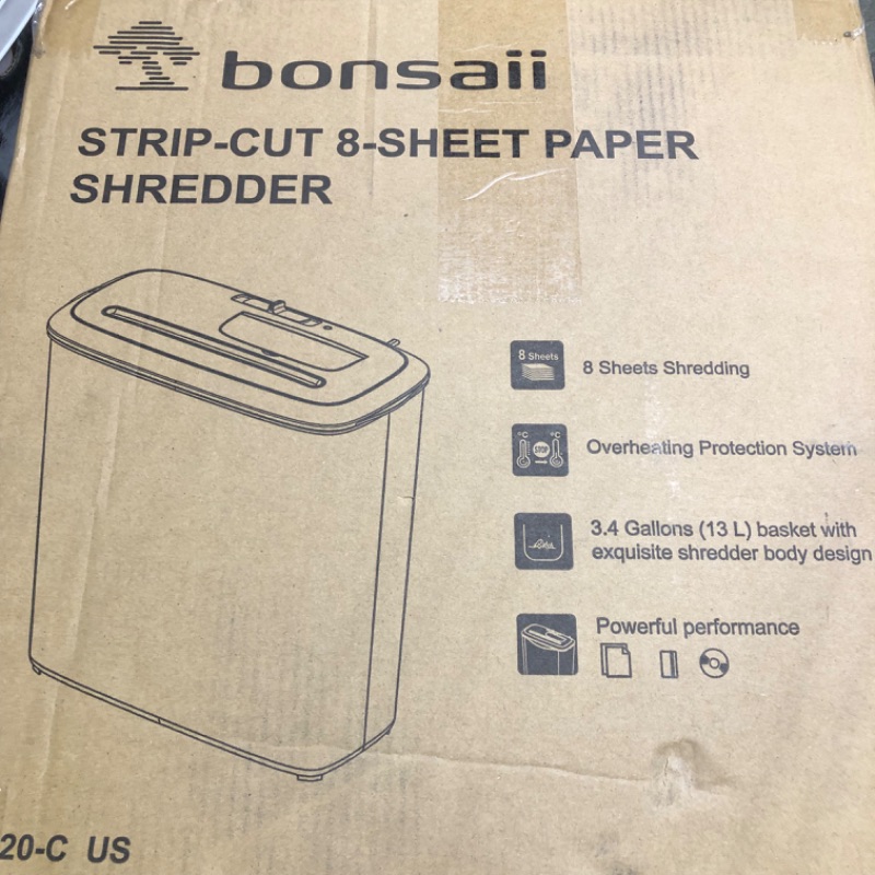 Photo 2 of Bonsaii Paper Shredder for Home, 8-Sheet StripCut CD and Credit Card Paper Shredder for Home Office Use, Shredder Machine with Overheat and Overload Protection, 3.4 Gallons Wastebasket,Black (S120-C) S120-8 Sheet-Strip Cut