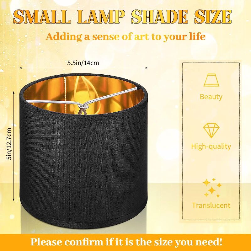 Photo 1 of 5 Pieces Lamp Chandelier Shades Small Lampshade Clip on Drum Fabric Lamp Shades for Table Lamp Floor Lamp 5.5 x 5.5 x 5 Inch(Black)