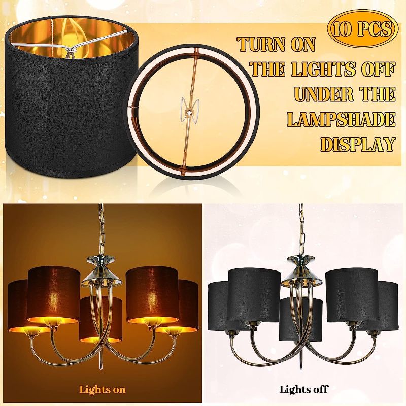 Photo 1 of 5 Pieces Lamp Chandelier Shades Small Lampshade Clip on Drum Fabric Lamp Shades for Table Lamp Floor Lamp 5.5 x 5.5 x 5 Inch(Black)