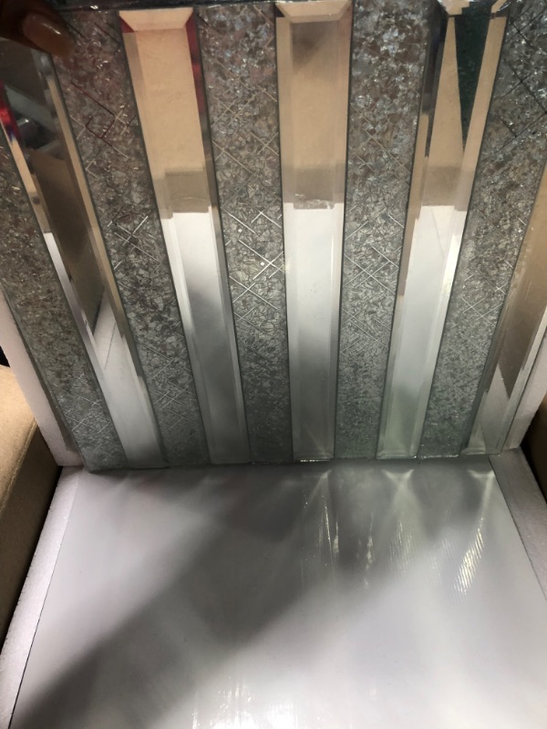 Photo 4 of Adedeo Peel and Stick Mirror Glass Mosaic Tile Self Adhesive Mirror Glass Backsplash Tile for Kitchen Backsplash Bathroom Wall (5 Sheets, Silver Meteor)