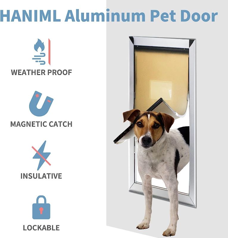 Photo 1 of Aluminum Dog Door for Exterior Doors Weatherproof Pet Door for Mid&Small Size Dogs Energy Efficient Doggy Door Aluminum Doggie Door for Wall