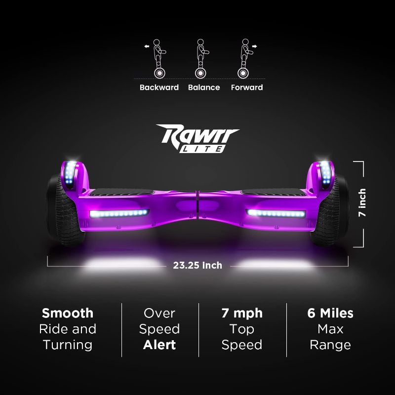 Photo 1 of Hoverboard for Kids Ages 6-12 by Rawrr Lite, Self-Balancing hover board with Infinity LED Light and Build-in Speaker, Black Tires, Great Gift for Kids

**TESTED IN WAREHOUSE*8