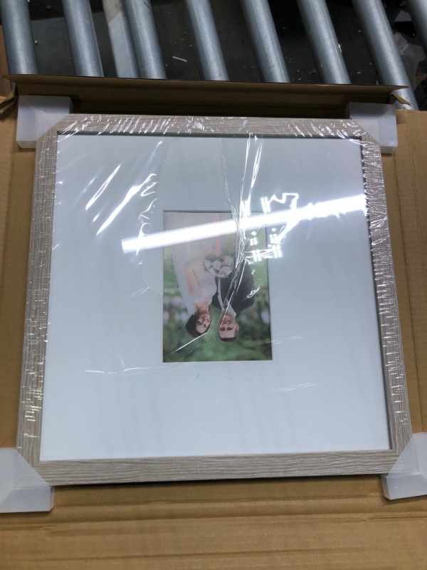 Photo 2 of Americanflat 14x14 Driftwood Wedding Signature Picture Frame Displays 5x7 Photo with Polished Glass