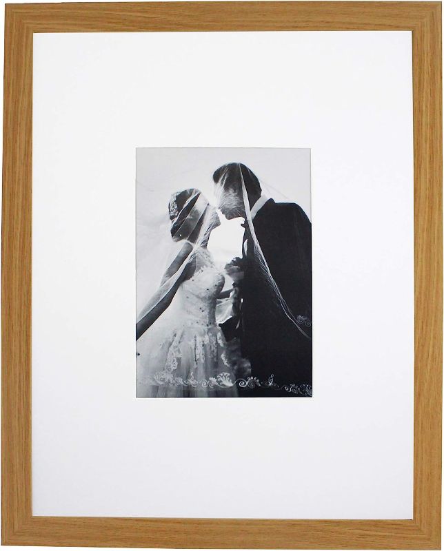 Photo 1 of Americanflat 14x14 Driftwood Wedding Signature Picture Frame Displays 5x7 Photo with Polished Glass