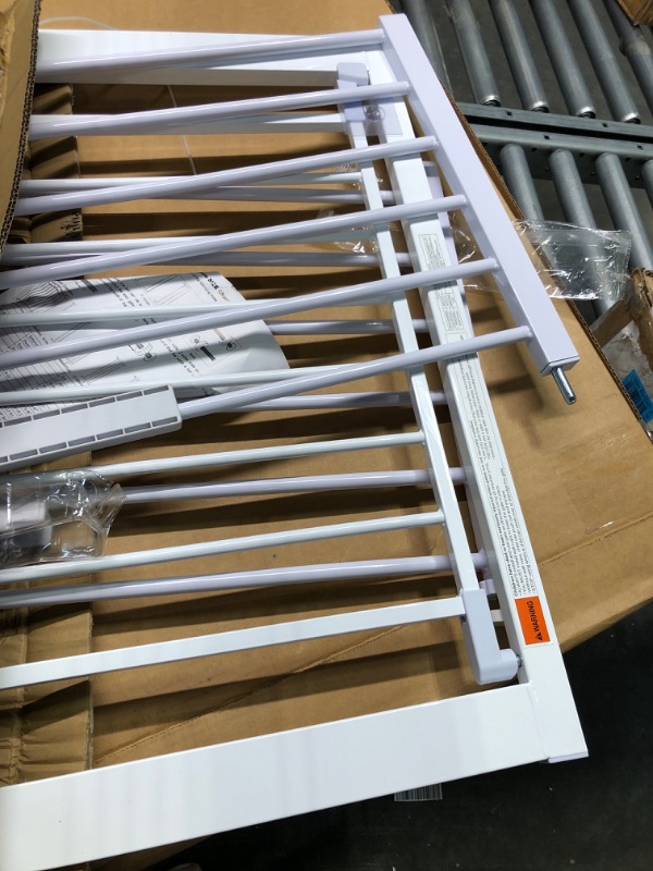 Photo 1 of Fairy Baby White Extra Wide Baby Gate Pressure Mounted Pet Gate Walk Thru Child Safety Gate with Extensions (White, 62.60"-65.35") 62.60"-65.35" Arch Door Decor