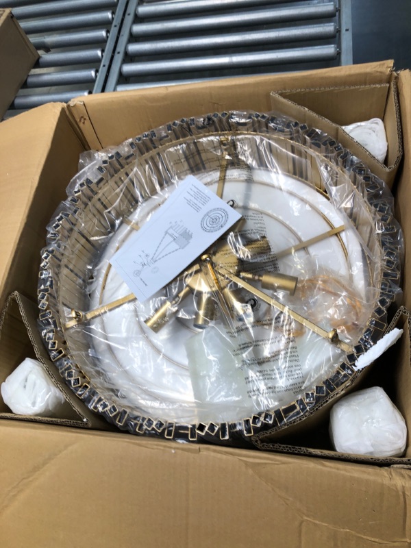 Photo 1 of A1A9 Modern Round Crystal Chandelier Lights Luxury Pendant Ceiling Light Contemporary Raindrop Chandeliers Lighting Fixture for Dining Living Room Kitchen Island Bedroom Foyer Hallway (Antique Gold)