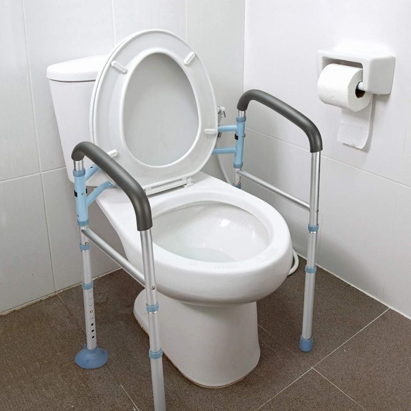Photo 1 of 
OasisSpace Stand Alone Toilet Safety Rail - Heavy Duty Medical Toilet Safety Frame for Elderly, Handicap and Disabled - Adjustable Bathroom Toilet Handrails Grab Bar, Fit Any Toilet