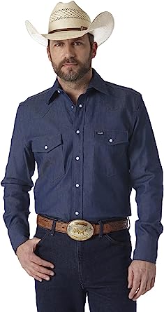 Photo 1 of Wrangler Men's Cowboy Cut Western Long Sleeve Snap Work Shirt Firm Finish