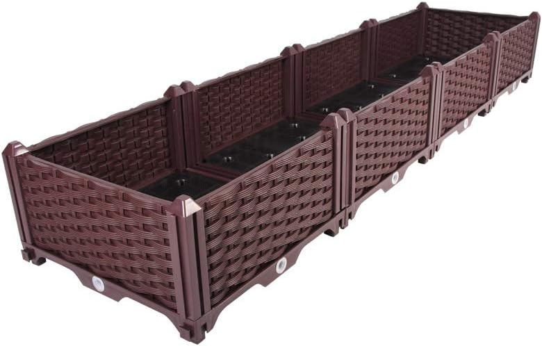 Photo 1 of BAOYOUNI Rectangular Raised Garden Bed Kit Indoor Outdoor Plastic Planter Grow Box for Fresh Vegetables, Herbs, Flowers & Succulents, Brown,