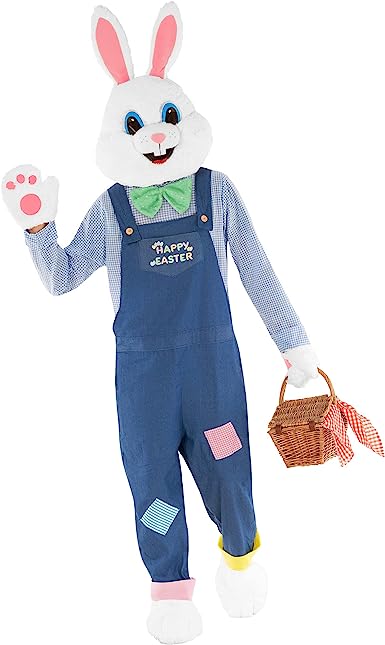 Photo 1 of Morph Costumes Easter Bunny Costume Adult Easter Bunny Head Costume Easter Rabbit Mascot Dungarees