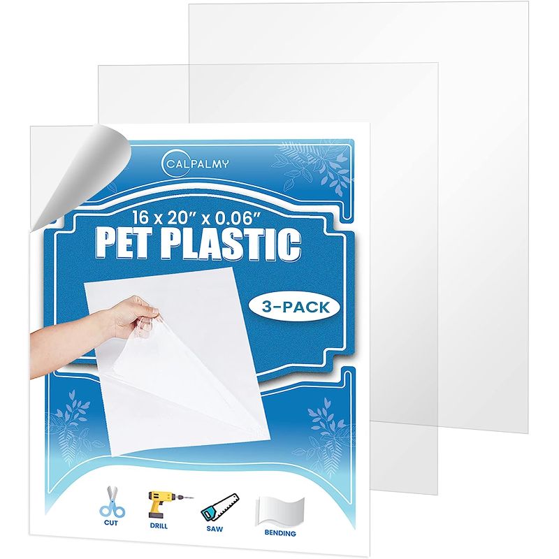 Photo 1 of 3 Pack of 16" x 20" PET Sheet/Plexiglass Panels 0.06" Thick; Use for Crafting Projects, Picture Frames, Cricut Cutting and More; Protective Film to Ensure Scratch and Damage Free Sheets