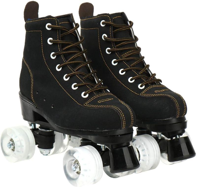 Photo 1 of UDREZ Cowhide Roller Skates for Women and Men High-Top Shoes Double-Row Design,Adjustable Classic Premium Roller Skates