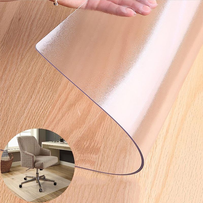Photo 1 of Office Chair Mat for Carpet, Chair Mat for Hardwood Floor Clear PVC Desk Chair Mat, Heavy Duty Floor Protector for Home Or Office, Easy Clean and Flat Without Curling (Color : Frosted, 