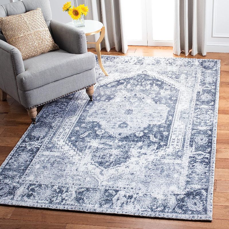 Photo 1 of Safavieh Classic Vintage Collection Accent Rug - 4' x 6', Silver & Dark Grey, Handmade Oriental Medallion Distressed, Ideal for High Traffic Areas in Entryway, Living Room, Bedroom (CLV207G)