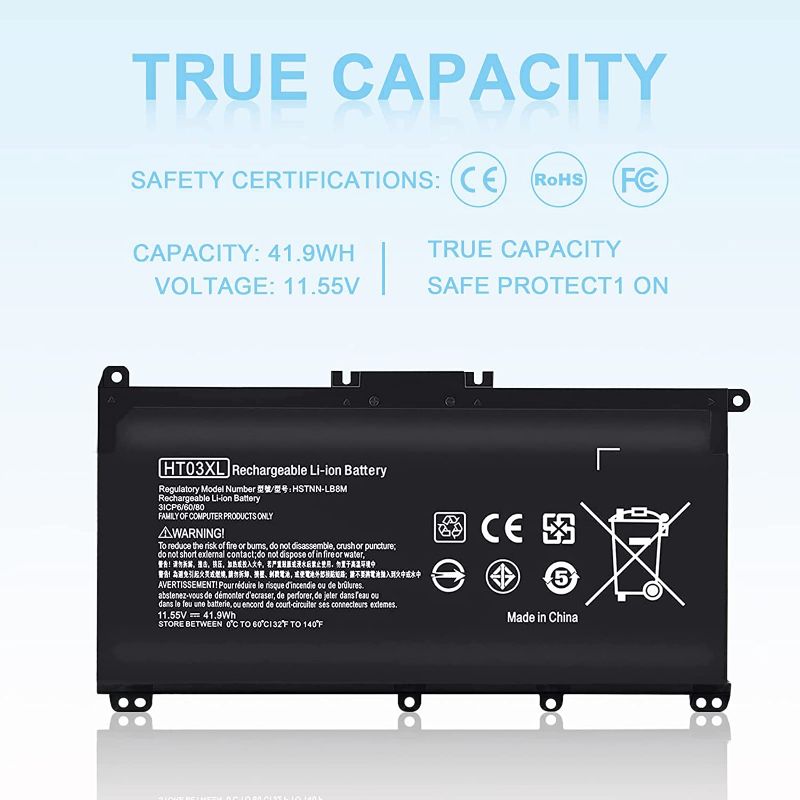 Photo 1 of HTO3XL Laptop Replacement L11119-855 HT03XL Battery for HP Pavilion 14 15 17 15-CS 15-DA 15-DB Series 15-DA0012DX 14-CE0068ST 15-CS3073CL 15-CS3153CL 15-CS2064ST 15-DA0014DX Fits HT03041XL HSTNN-LB8M