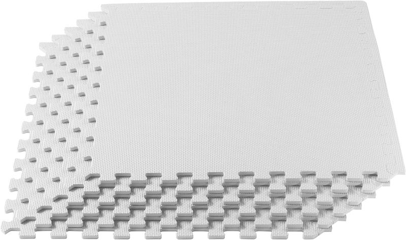 Photo 1 of  3/8 Inch Thick Multipurpose Exercise Floor Mat with EVA Foam, Interlocking Tiles, Anti-Fatigue for Home or Gym, 24 in x 24 9 pack