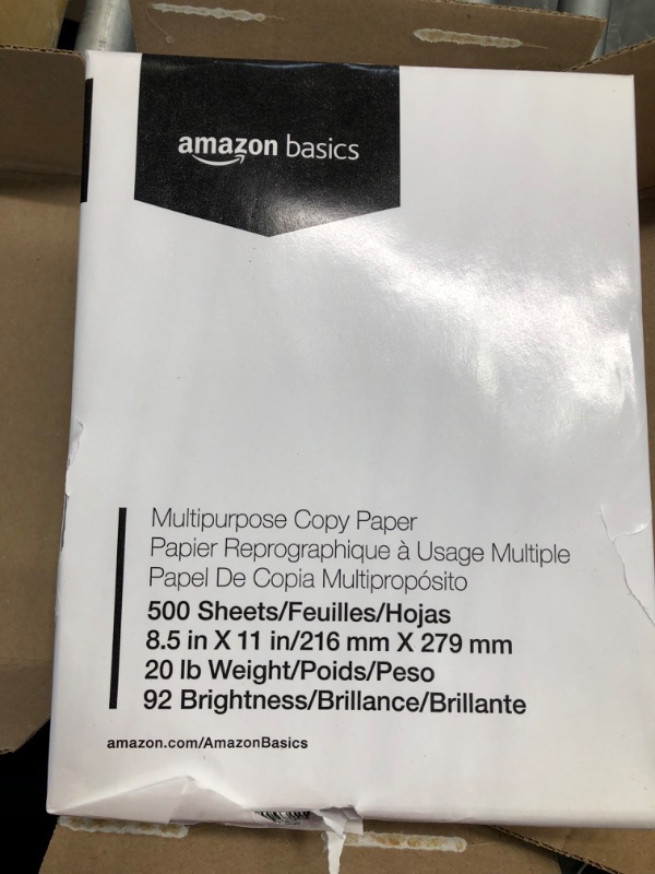 Photo 3 of Amazon Basics Multipurpose Copy Printer Paper, 8.5 x 11 Inch 20Lb Paper - 3 Ream Case (2,500 Sheets), 92 GE Bright White 5 Reams | 2500 Sheets Multipurpose (8.5x11) Paper