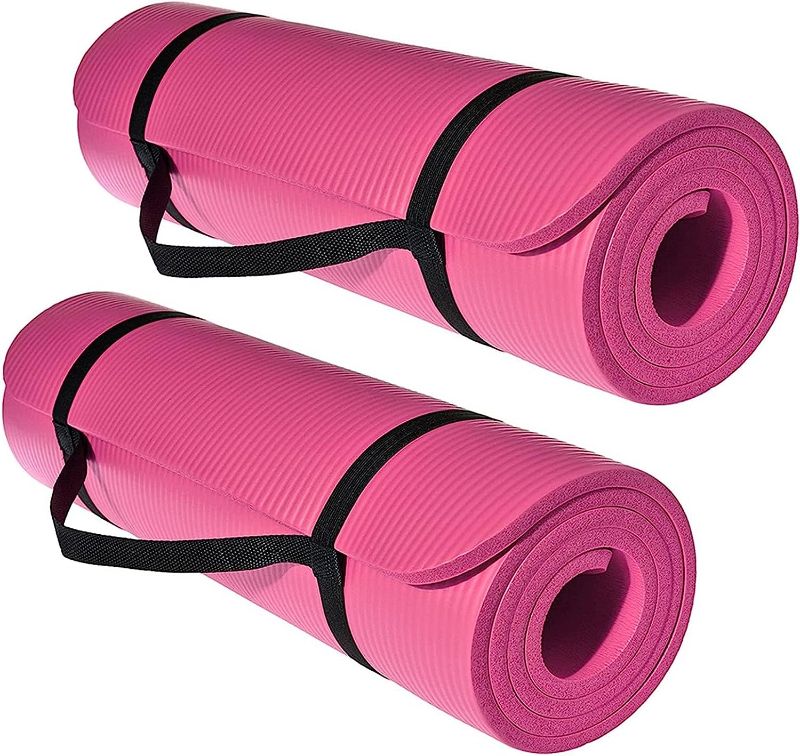Photo 1 of 2 Pack Extra Thick Yoga Mat Fitness Mat with Carrying Strap And Backpack, 72"L x 24"W x 0.4 Inch Pilates Anti-Slip Yoga Mat