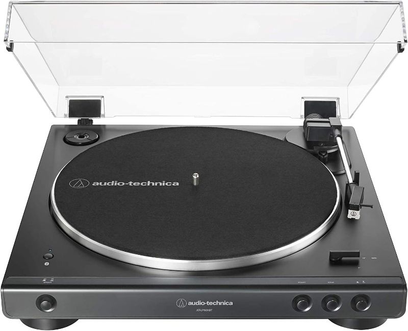 Photo 1 of Audio-Technica AT-LP60XBT-BK Fully Automatic Bluetooth Belt-Drive Stereo Turntable, Black, Hi-Fi, 2 Speed, Dust Cover, Anti-Resonance, Die-cast Aluminum Platter