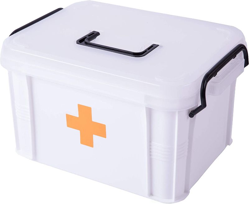 Photo 1 of Basicwise QI003347 First Aid Medical Kit Container, Large, White