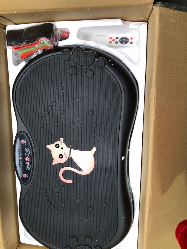 Photo 2 of Vibration Plate Exercise Machine Whole Body Workout Machine Vibration Fitness Platform Machine Home Training Equipment with Resistance Bands, Remote Control black