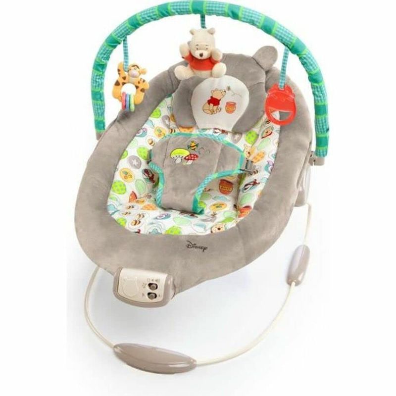 Photo 1 of Bright Starts Winnie the Pooh Dots & Hunny Pots Baby Bouncer with Vibrating Infant Seat, Music & 3 Playtime Toys, 23x19x23 Inch