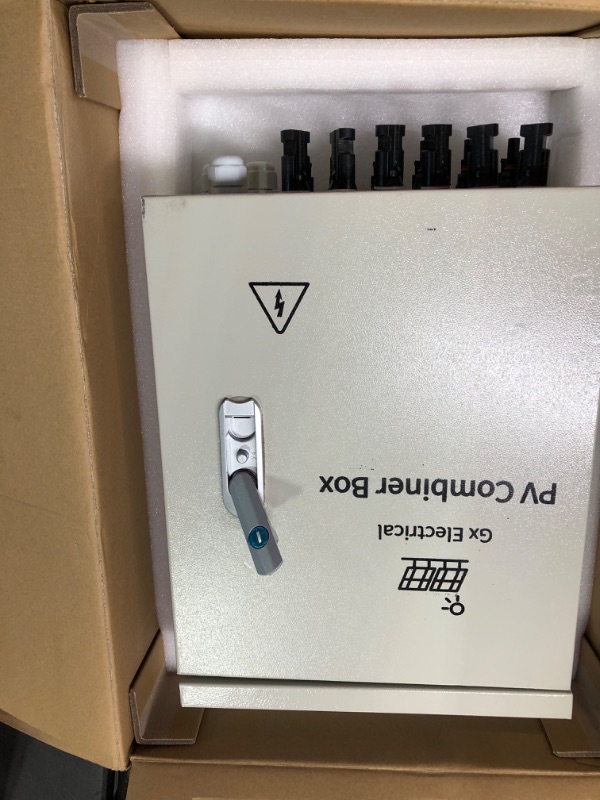 Photo 2 of Gx Electrical - Solar Combiner Box with 6 Strings, 80 A Circuit Breakers. This photovoltaic Combiner Box is Suitable for Off-Grid Solar Power Generation Systems. Milk Grey