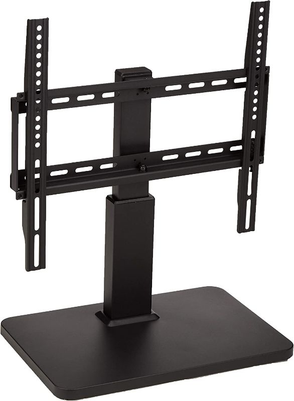 Photo 1 of Amazon Basics Swivel Pedestal Table Top TV Mount for 32" to 65" TVs up to 55 lbs, Height Adjustable 14-19 Inches, Max VESA 400x400, Black