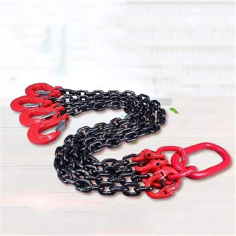 Photo 1 of AHXF Chain Sling Four Legs Chain Sling Chain Sling 0.6 Ton Iron Oil Drum Lifter, Clamp Plastic Bucket Barrel Oil Tank G80 Chain Sling Ports, Wharfs, Steel, Machinery, Installation (Size : 1m)