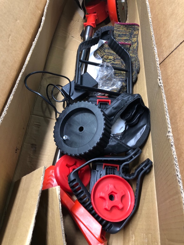 Photo 1 of Electric Weed Wacker Weed Eater Battery Powered, Brush Cutter 2 pack 2000mAh Batteries, Stringless Weed Cutter With Wheels, Grass Trimmer Cordless, Lawn Edger, Mower, 3 In 1 Cutting Tool With 8 Blades
