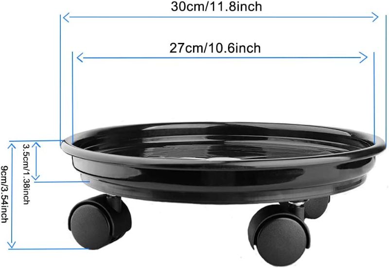 Photo 1 of 16.3 Inch Heavy Duty Plant Caddies with Water Container, Black Plant Stand with Wheels, Indoor Outdoor Planter Trolley Casters Home Graden Planter Dolly on Wheels Rolling Plant Tray (1pcs) 16.3inch 1pcs Black