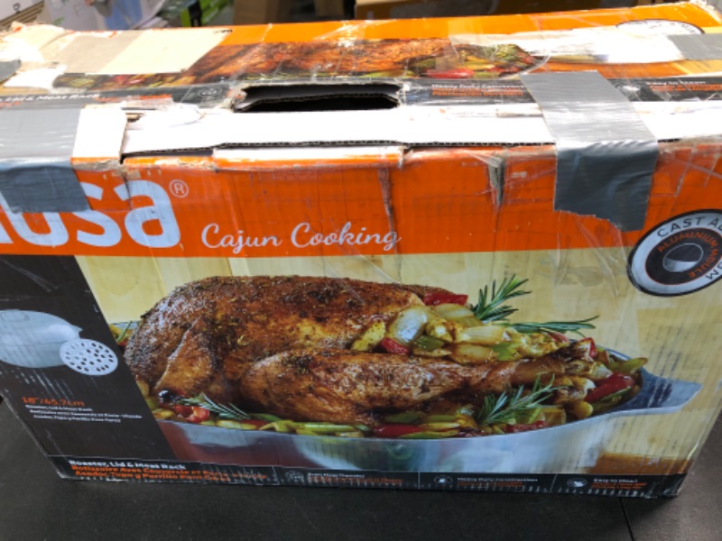 Photo 1 of IMUSA USA Heavy Duty Cajun Oval Cast Aluminum Roaster 18", Silver