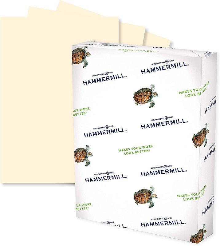 Photo 1 of Hammermill Colored Paper, 24 lb Ivory Printer Paper, 8.5 x 11-1 Ream (500 Sheets) - Made in the USA, Pastel Paper, 104406R