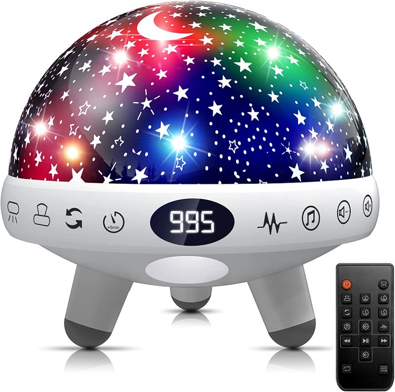 Photo 1 of Baby Night Light Star Projector Night Light Projector for Kids Room with Sound Machine White Noise Machine for Sleeping Soother Nursery Lamp 9 Natural Sounds 20 Lullabies Remote Control Timer