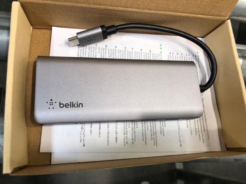 Photo 4 of Belkin USB C Hub, 7-in-1 MultiPort Docking Station - USB C Docking Station for MacBook & Windows - 85W USB-C Power Delivery 3.0, 4K HDMI 1.4, 2x USB-A 3.0, SD 3.0, Micro SD 3.0, & 3.5mm Audio Jack 7-in-1 USB-C Hub Adapter Dock