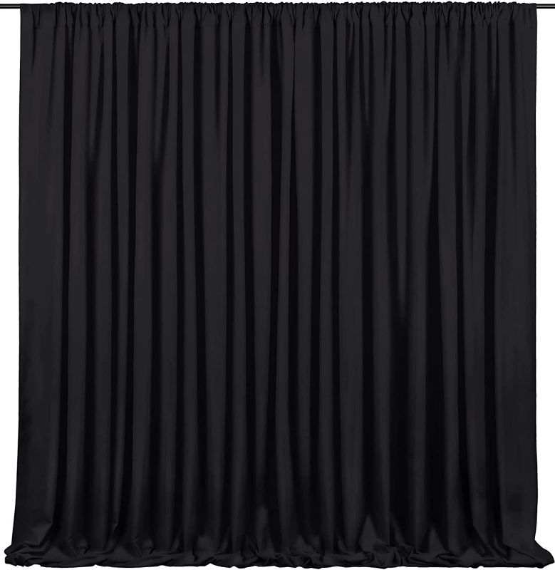 Photo 1 of Black Backdrop Curtains 2 Panels 5ft x 10ft Polyester Photo Backdrop Drapes for Wedding Party Stage Birthday Decorations
