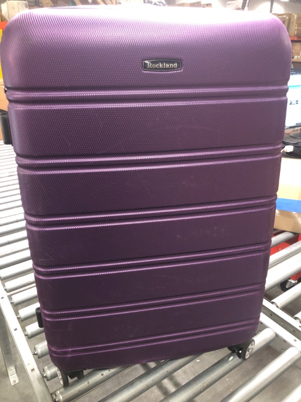 Photo 2 of ***Zipper problem for large one **** Rockland Melbourne Hardside Expandable Spinner Wheel Luggage, Purple