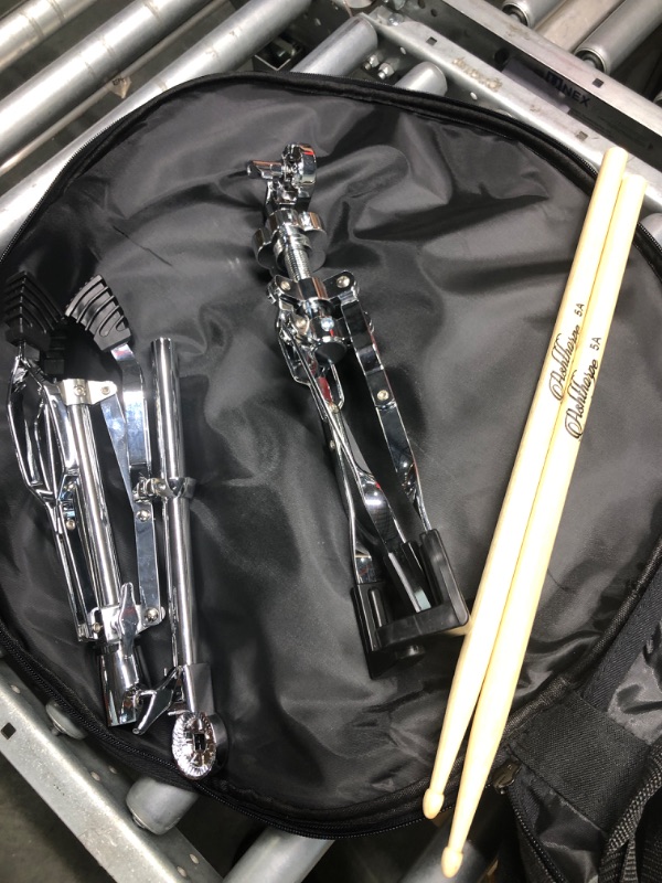 Photo 4 of Ashthorpe Snare Drum Set with Remo Head (Silver) - Student Beginner Kit with Stand, Padded Gig Bag, Practice Pad, Neck Strap, and Sticks