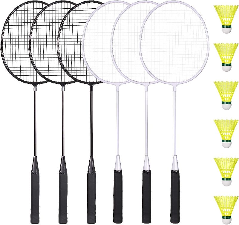 Photo 1 of AboveGenius Badminton Rackets Set of 6 for Outdoor Backyard Games, Including 6 Rackets, 6 Nylon Badminton Shuttlecocks, Lightweight Badminton Racquets for Beginners