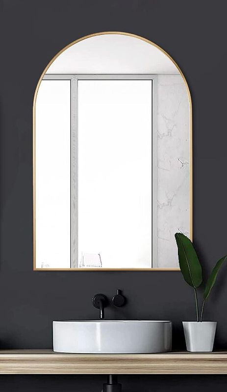 Photo 1 of ABSWHLM Wall Mount Arched Bathroom Mirror 24x36 Inch (Gold)
