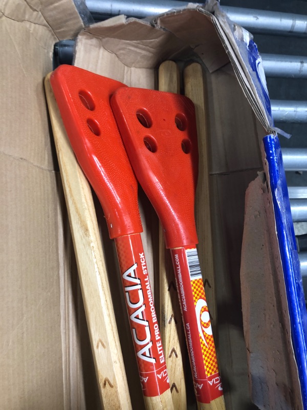 Photo 1 of ACACIA Elite Pro Broomball Sticks Natural Wood/Red