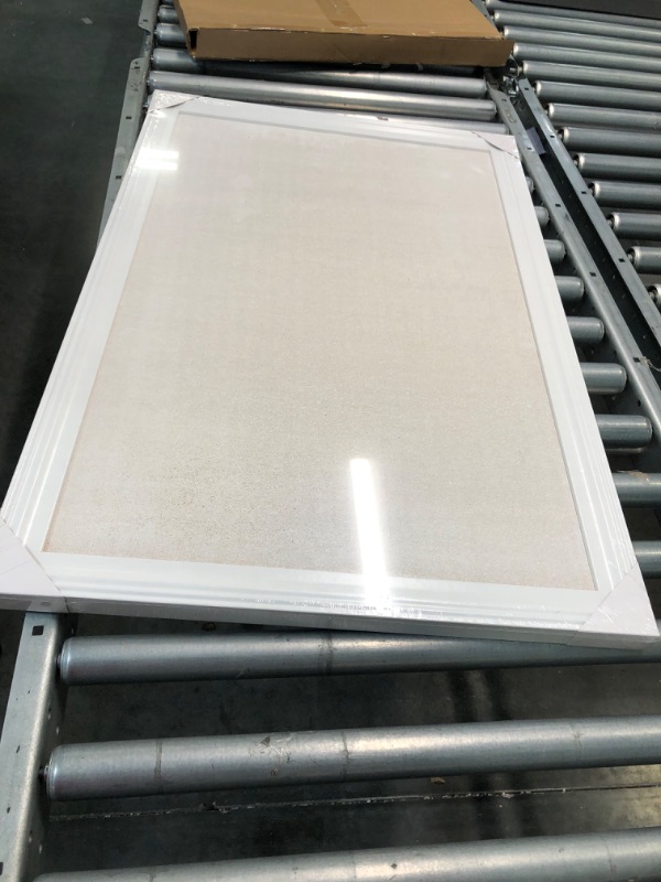 Photo 1 of SKL Products Cork Board - 30" x 20" Large, Framed, White Bulletin Board for School, Home, Kitchen & Office Walls 30" x 20" White
