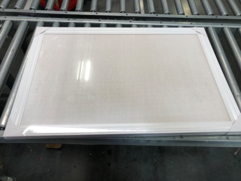 Photo 1 of SKL Products Cork Board - 30" x 20" Large, Framed, White Bulletin Board for School, Home, Kitchen & Office Walls 30" x 20" White