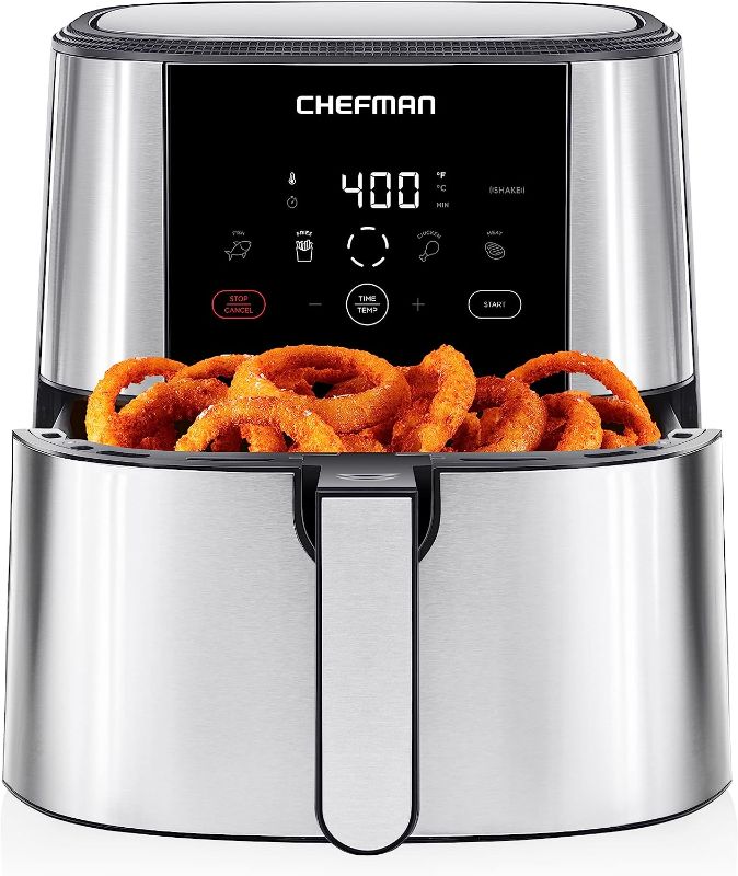 Photo 1 of 
 Chefman TurboFry® Touch Air Fryer, XL 8-Qt Family Size, One-Touch Digital Control Presets, French Fries, Chicken, Meat, Fish, Nonstick Dishwasher-Safe Parts, Automatic Shutoff, Stainless Steel

