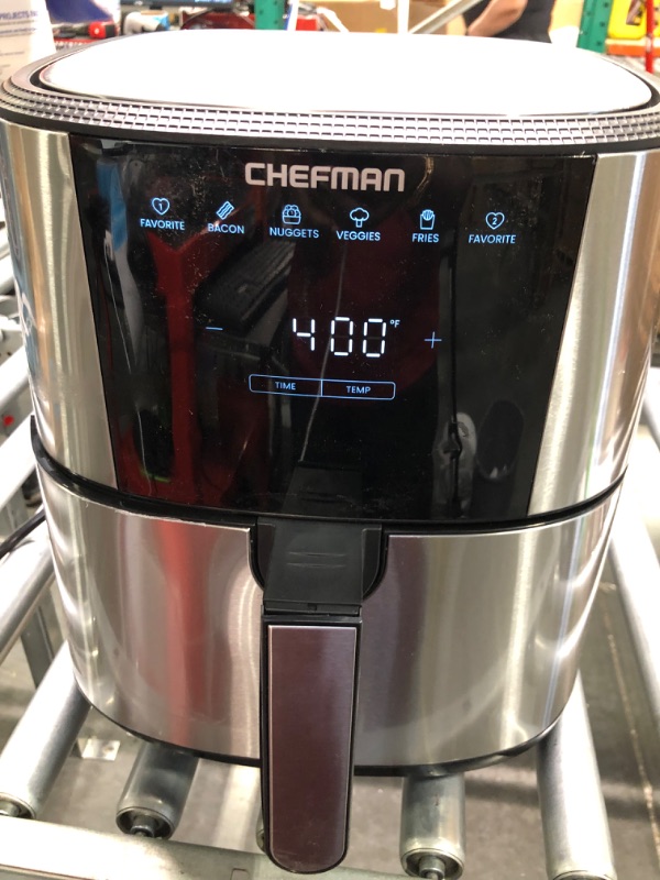 Photo 3 of 
 Chefman TurboFry® Touch Air Fryer, XL 8-Qt Family Size, One-Touch Digital Control Presets, French Fries, Chicken, Meat, Fish, Nonstick Dishwasher-Safe Parts, Automatic Shutoff, Stainless Steel

